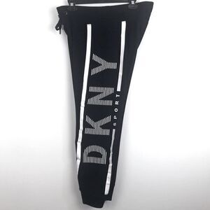 DKNY Sport Black Drawstring Jogger Sweatpants with Leg Spellout